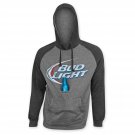Bud Light Men's Grey Beer Pouch Raglan Sleeve Hoodie Gray
