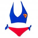 Superman DC Comics Women's Halter Top Bikini Swimsuit Blue