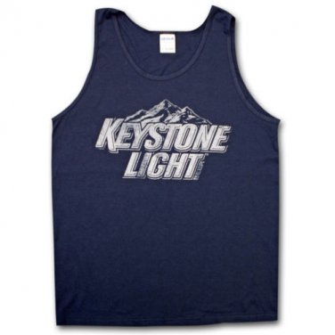 Keystone Light Faded Design Dark Mens Tank Top Blue