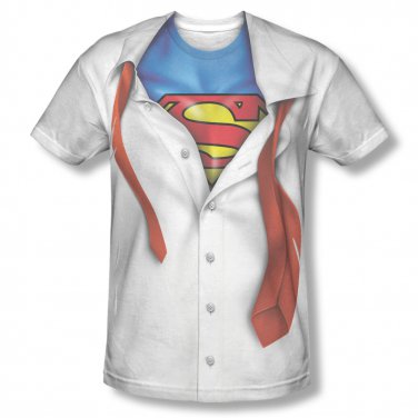 Superman Button-Down Costume Sublimation T-Shirt White