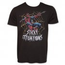 Spider-Man Sticky Situations Junk Food Vintage Marvel TShirt Black