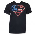 Superman Patriotic American Flag Stars Stripes USA DC Comics T-Shirt Black