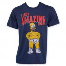 The Simpsons I Look Amazing Today Homer Tee Shirt Blue