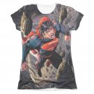 Superman Up Up Sublimation Juniors T-Shirt Black