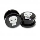 Punisher Logo Plugs Pair Size 1/2in Black