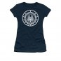 Battlestar Galactica Scratched Logo Juniors Tee Shirt Blue