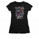 Batman Harley Quinn Death By Love Juniors Tee Shirt Black