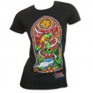 Nintendo The Legend of Zelda Wind Waker Women's Stained Glass Tee Shirt Black