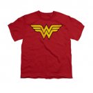 Wonder Woman Distressed Logo Youth Unisex T-Shirt Red