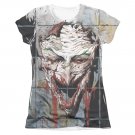 Batman Joker Smile Sublimation Juniors Tee Shirt Gray
