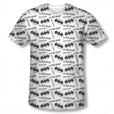 Batman Dark Knight Repeating Logos Sublimation Tee Shirt White