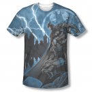 Batman Men's Sublimation Lightning Strikes Tee Shirt Blue