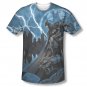 Batman Men's Sublimation Lightning Strikes Tee Shirt Blue