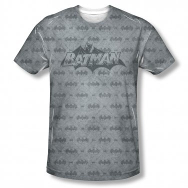 Batman Men's Bat Argyle Sublimation Tee Shirt Gray