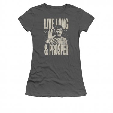 Star Trek Spock Live Long &amp; Prosper Juniors T-Shirt Gray