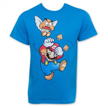 Nintendo Men's Get Offa Me Mario T-Shirt Blue