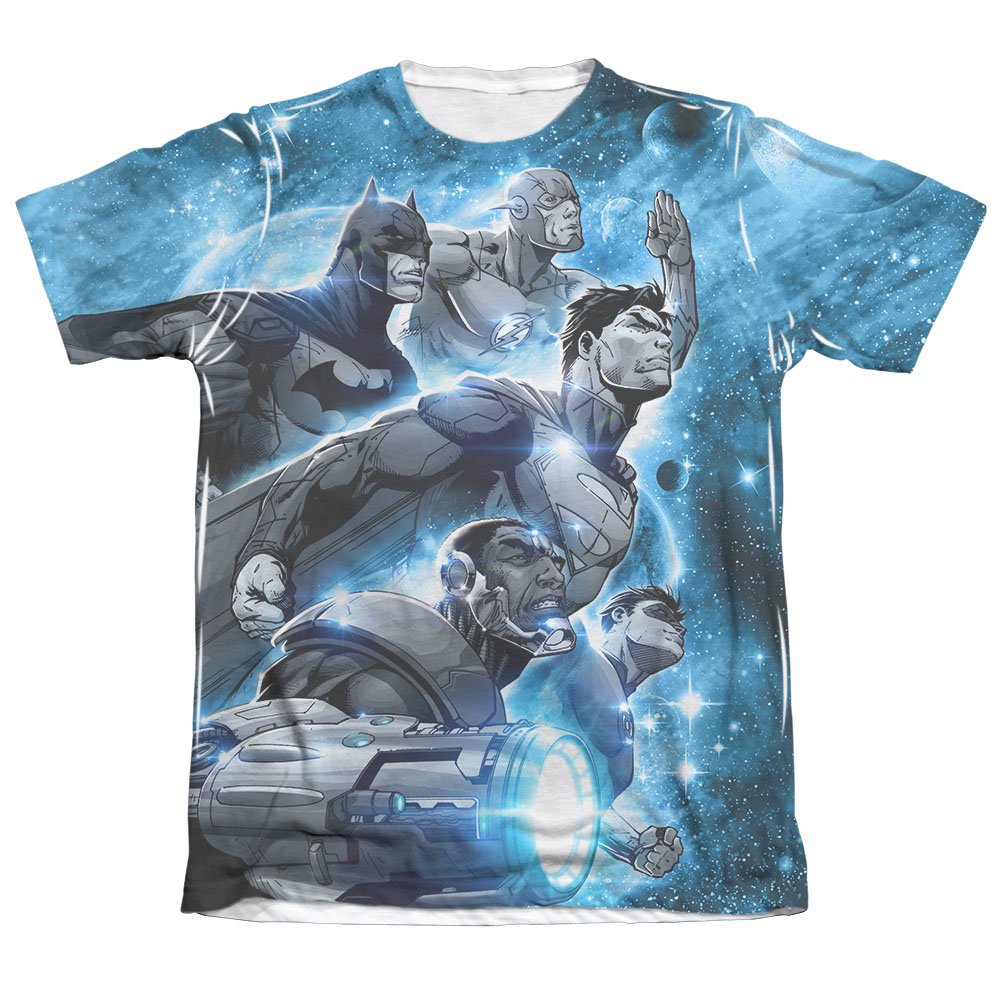 Justice League Men's Sublimation Atmospheric Tee Shirt Blue