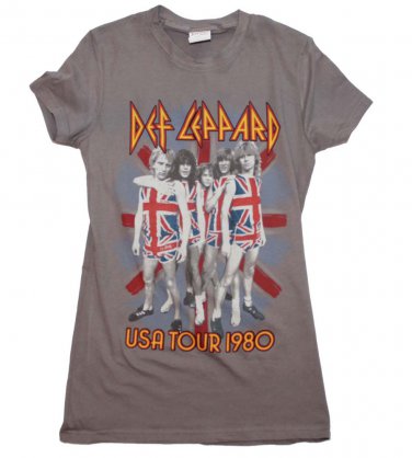 Def Leppard U.S. Tour Junior's T-Shirt Gray