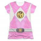 Power Rangers Emblem Costume Sublimation Juniors Tee Shirt Pink