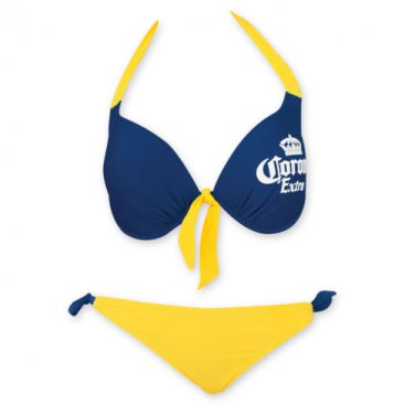 Corona Extra Women's Front Tie Underwire Push Up Side Tie Bottom Bikini Blue