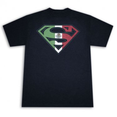Superman Men's Mexican Flag Shield Tee Shirt Blue