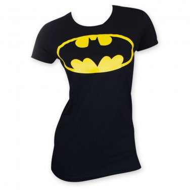 Batman Bat Signal Juniors Tee Shirt Black