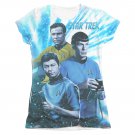 Star Trek TOS Space Shadows Sublimation Juniors T-Shirt Blue