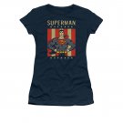 Superman Retro Liberty Juniors T-Shirt Blue