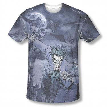 Batman Men's Catch The Joker Sublimation Tee Shirt Gray