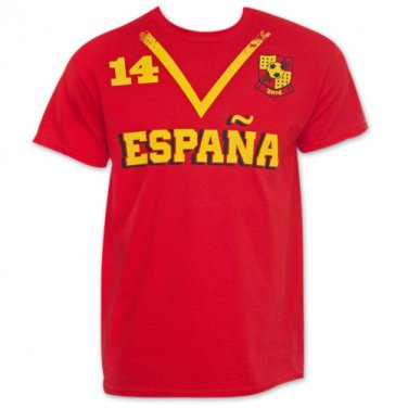 Spain Soccer Team 2014 World Cup Jersey Shirt Red