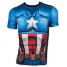 Captain America Men's Sublimated Costume Tee Shirt Blue
