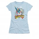 Superman Skyward Juniors T-Shirt Blue