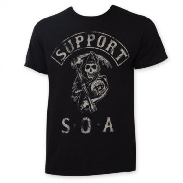 Sons Of Anarchy Support SOA Tee Shirt Black