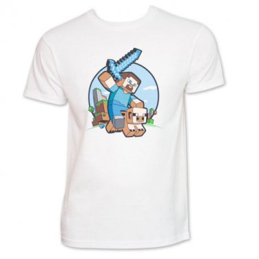 Minecraft Pig Rider Tee White