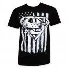 Superman Men's American Flag Chalk Tee Shirt Black