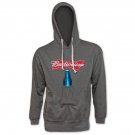 Budweiser Bowtie Can Logo Beer Pouch Hoodie Gray