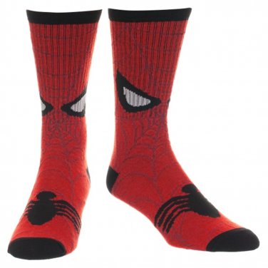 Spiderman Mask Print Men's Socks Red