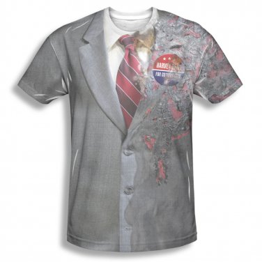 Batman Men's Two Face Sublimation Costume Tee Shirt Gray