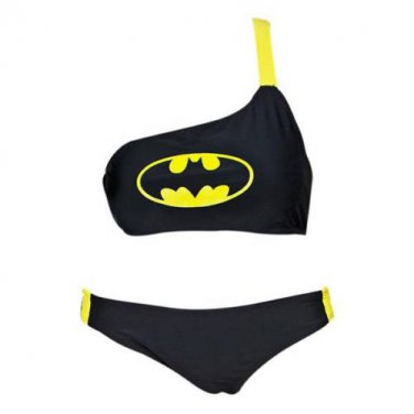 Batman Women's One Shoulder Low Rise Bikini Black