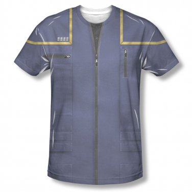 Star Trek Enterprise Command Uniform Costume Sublimation T-Shirt Blue