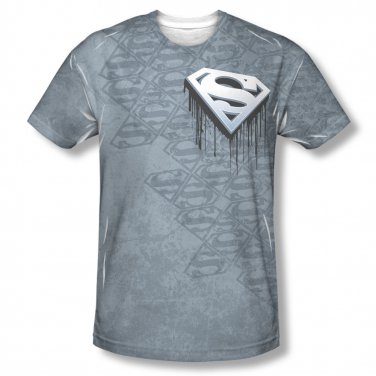 Superman Drip Logo Sublimation T-Shirt Gray