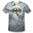 Batman Foggy Logos Sublimation Tee Shirt Gray
