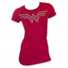 Wonder Woman Women's Rhinestone Logo Tee Shirt Red
