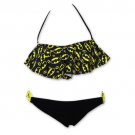 Batman Women's Ruffle Bandeau Hipster Bikini Black