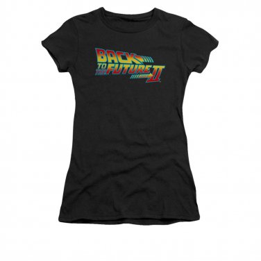 Back To The Future II Juniors Movie Logo Tee Shirt Black