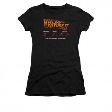 Back To The Future II Is Here Juniors Tee Shirt Black