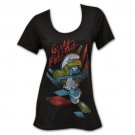 Junk Food Smurfs Girls Night Out Flutter Juniors Graphic T-Shirt Black