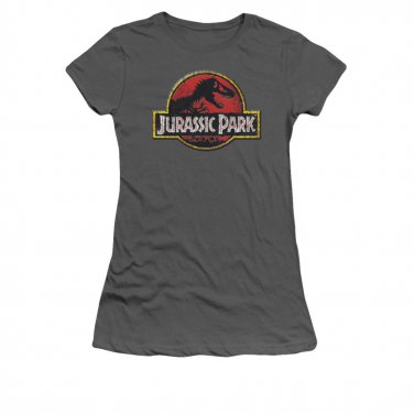 Jurassic Park Juniors Classic Logo Tee Shirt Gray