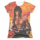 Rambo First Blood II Flames Sublimation Juniors T-Shirt White