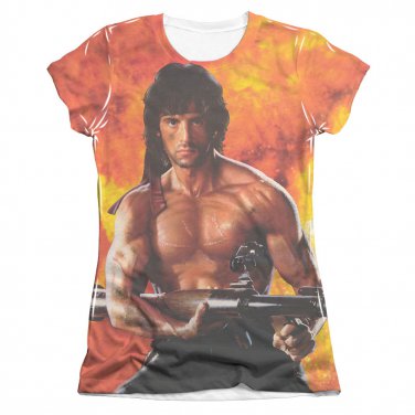 Rambo First Blood II Flames Sublimation Juniors T-Shirt White